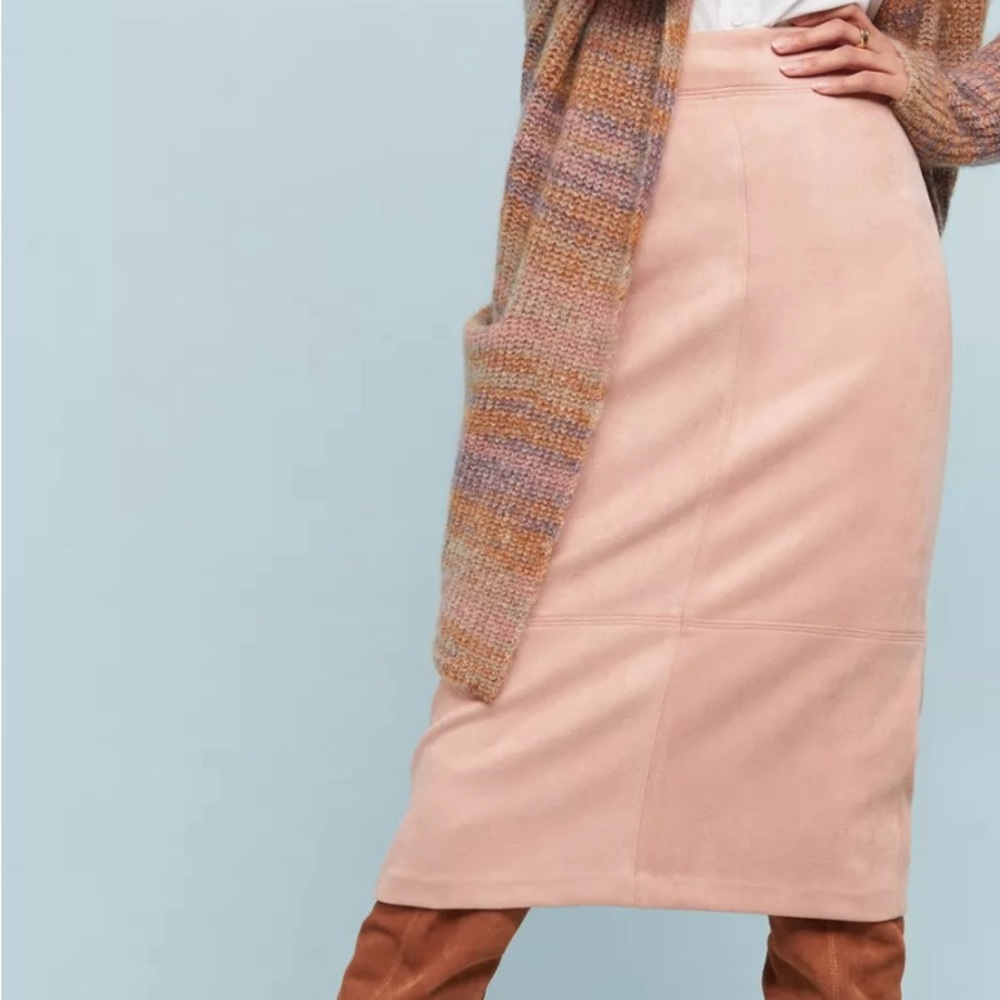 Anthropologie Faux Suede Midi Skirt